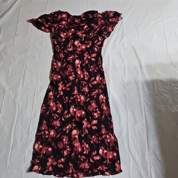 A New Day Women' Size XL Ruffle Flounce Short Sleeve Maxi Dress Black/Red Floral - Picture 3 of 14